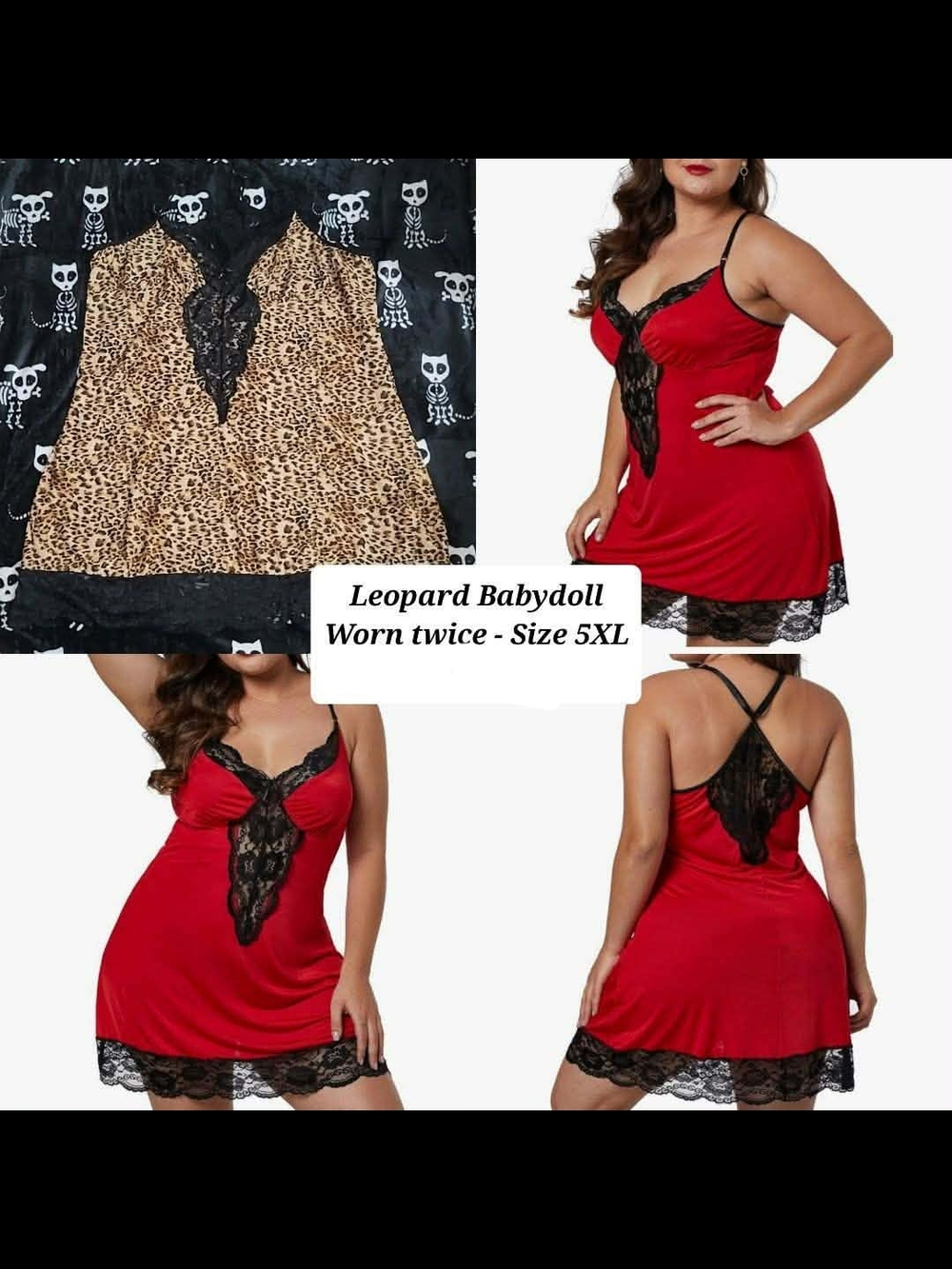 Lace-Trim Babydoll Chemise - Plus Size 5XL